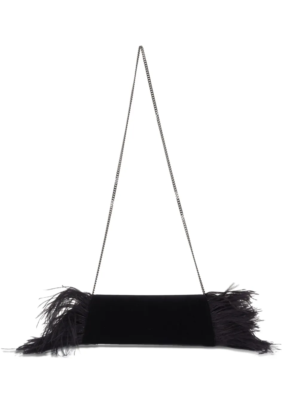 

Вельветовый клатч с отделкой из перьев Akris, черный
