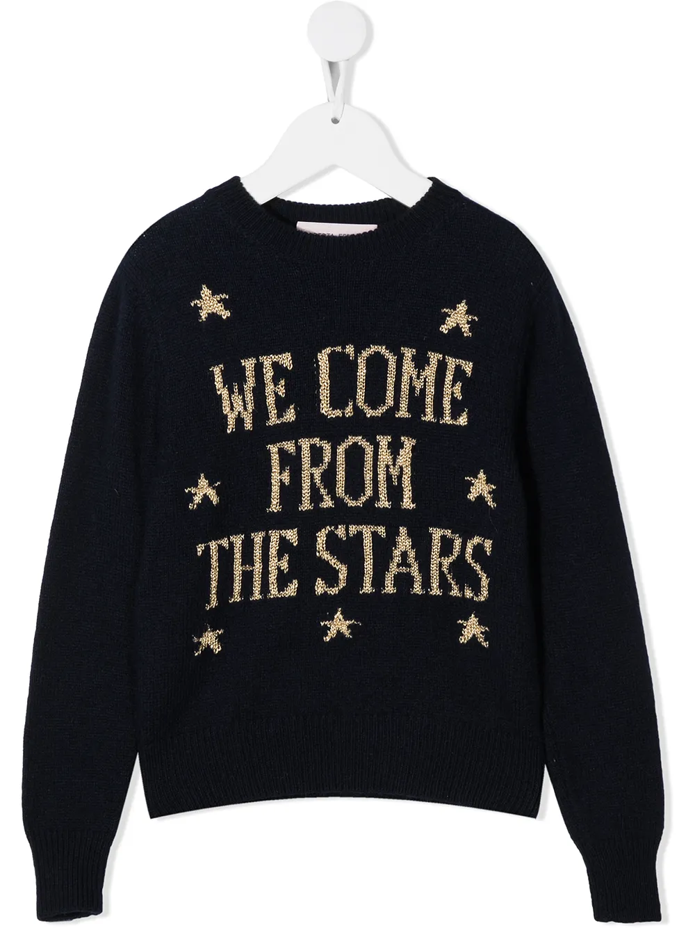 

Джемпер с отделкой в рубчик и принтом Alberta Ferretti Kids, синий