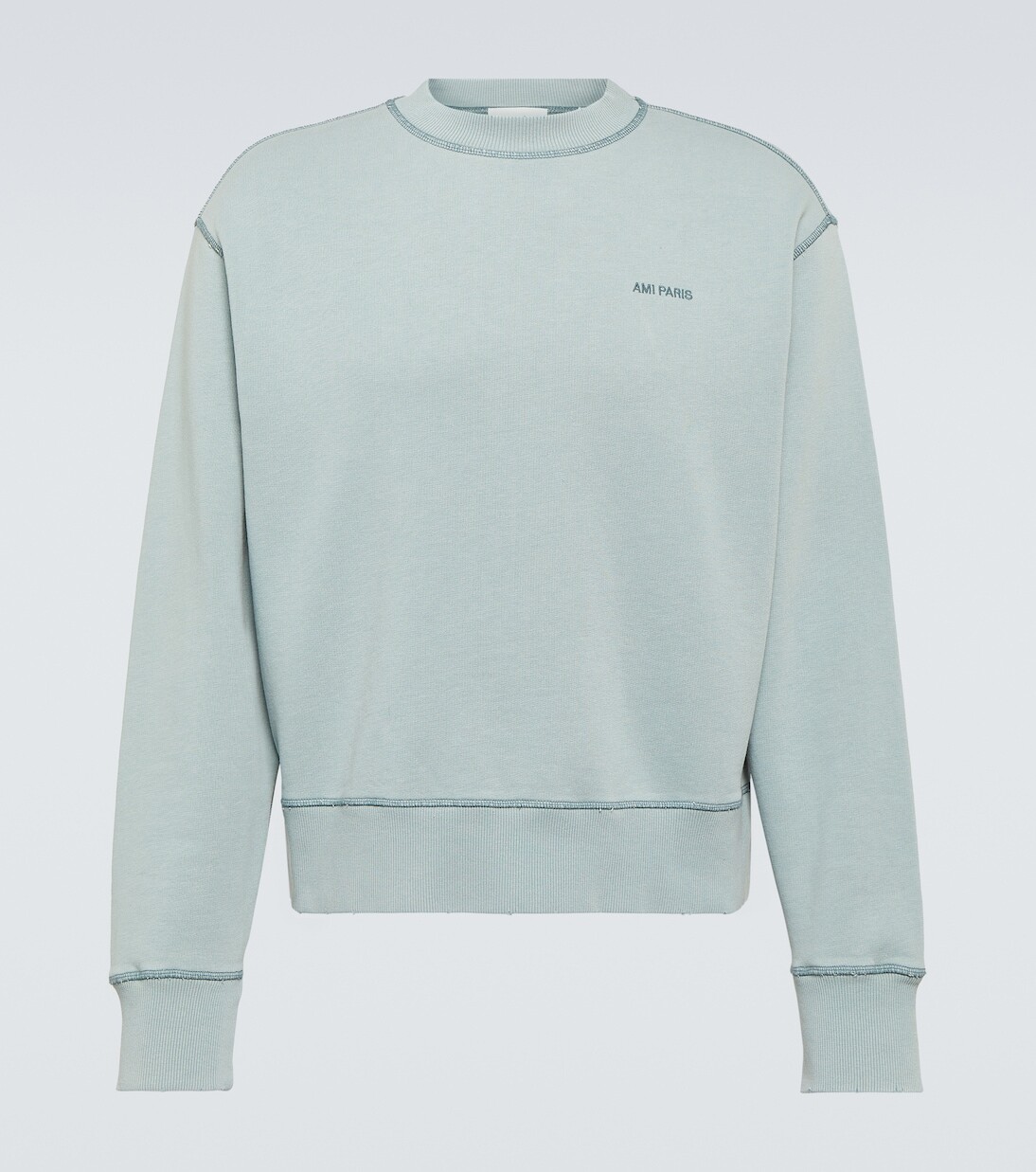

Толстовка из хлопкового джерси с логотипом Ami Paris, синий