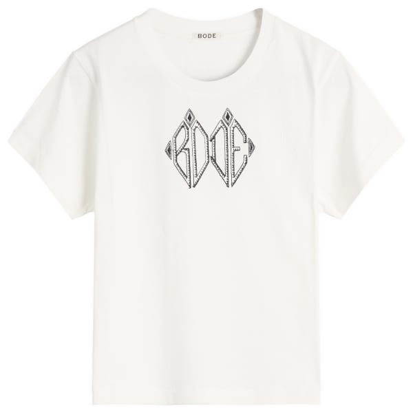 

Футболка с ромбовидной монограммой Bode, Cream