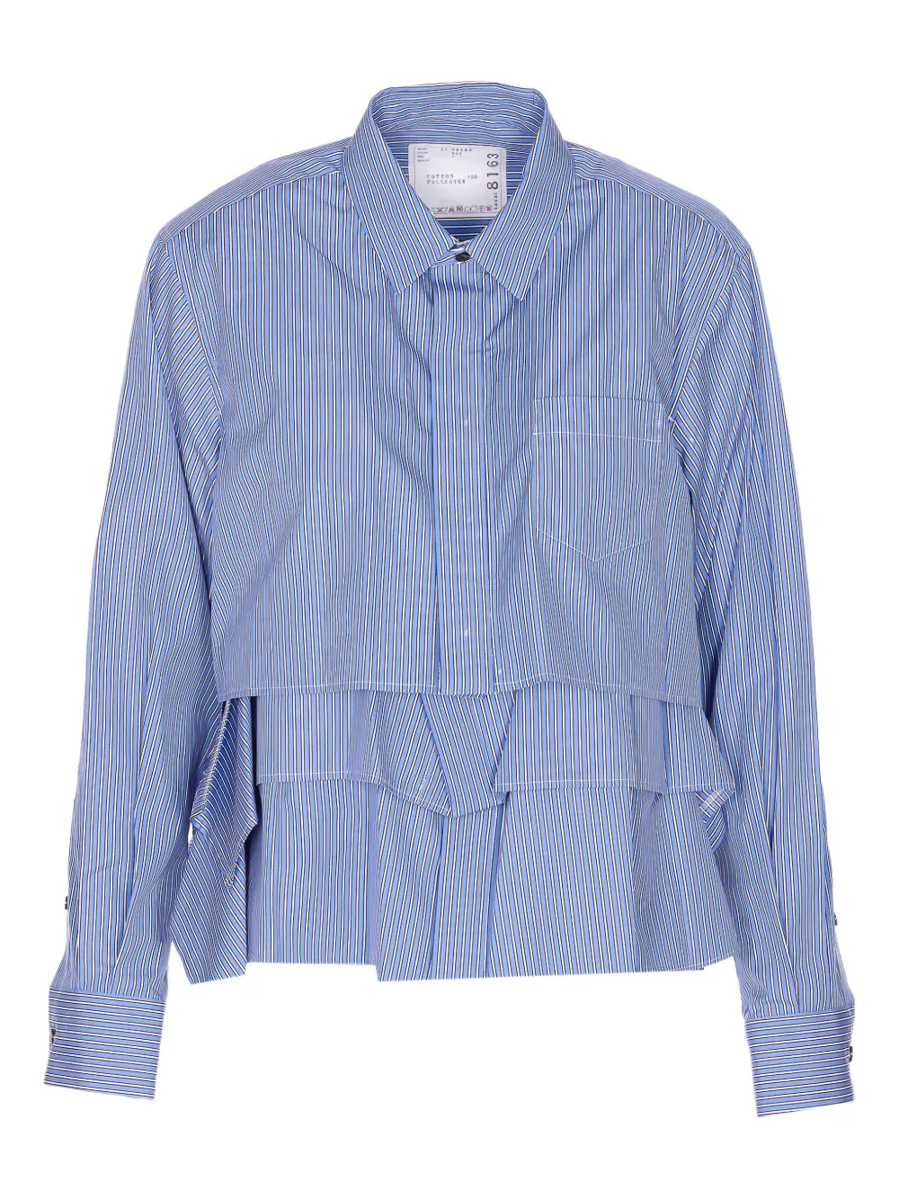 

Полосатая рубашка с оборками SACAI, синий