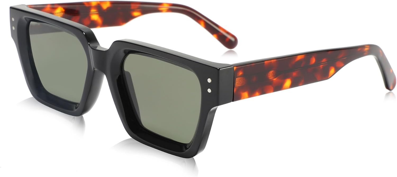 

Поляризованные солнцезащитные очки в квадратной оправе для женщин и мужчин, изготовленные из материалов TR90 и ацетата, в модном стиле с возможностью нанесения логотипа на заказ Generic, Black/Flower With Mirror Feet