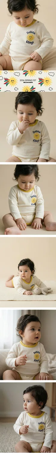 Детский боди с длинными рукавами Baby Sun кремовый от Belita&Boys — фото 2