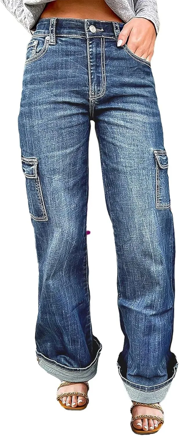 

Flamingals высокие прямые джинсы с карманами