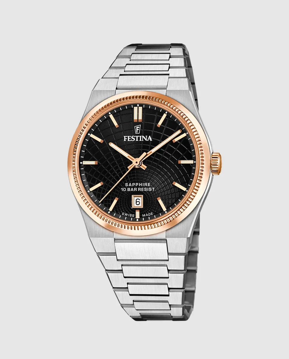 

F20065/4 швейцарские мужские часы Rivé из серебристой стали Festina, серебряный