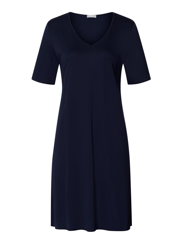 

Ночная рубашка из хлопкового шелка темно-синего цвета Hanro