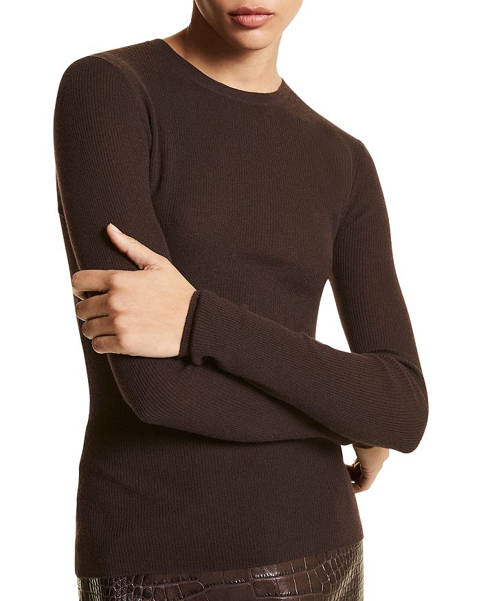 

Кашемировый джемпер Hutton с резинкой Michael Kors Collection, коричневый