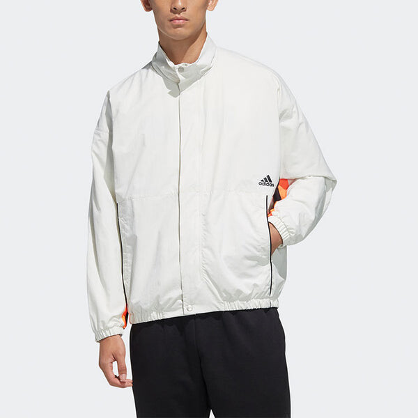 Куртка Men's adidas Mh Cb Jkt Back Alphabet Logo Printing Sports Stand Collar Jacket Autumn Gray, серый — фото 3
