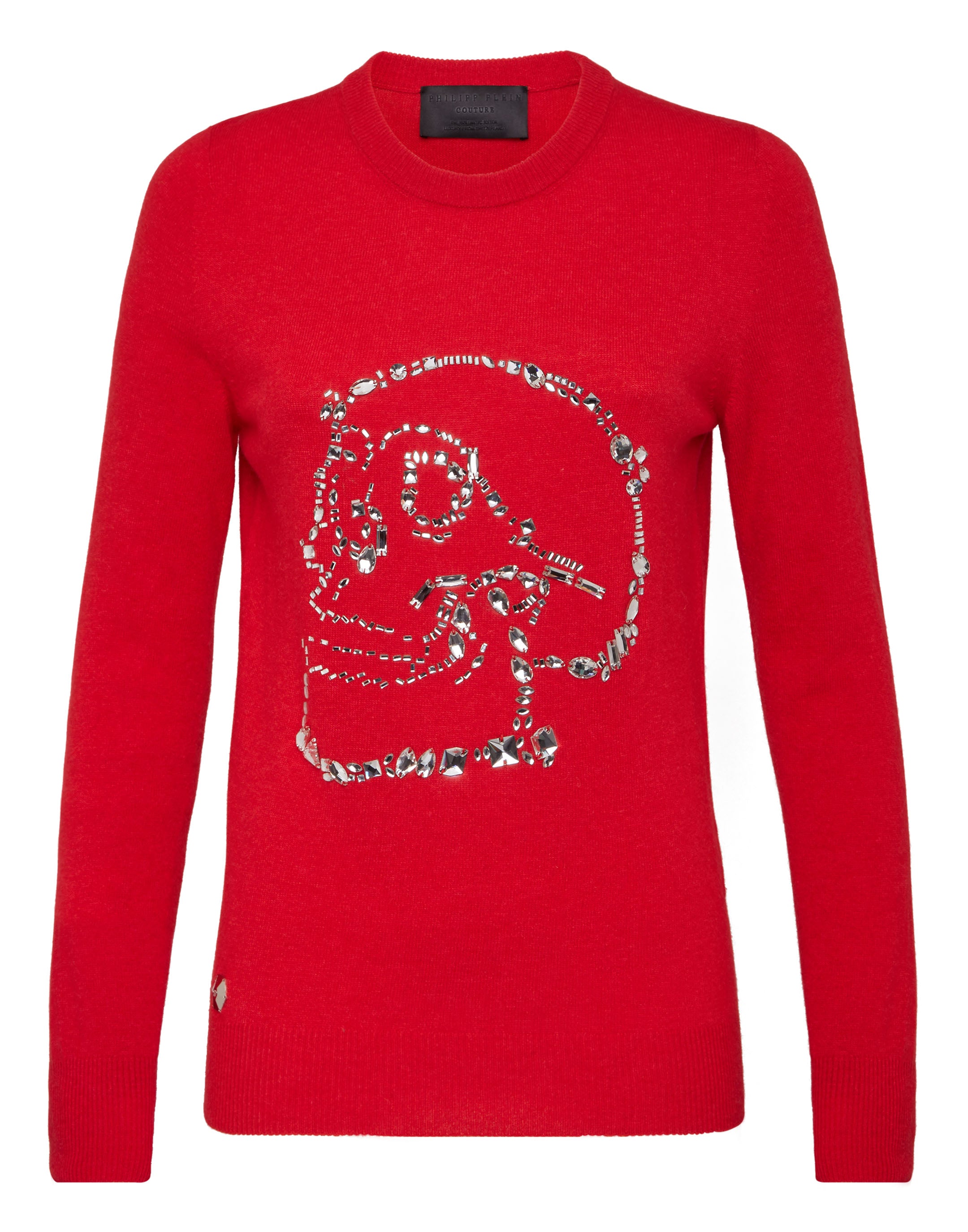 

Пуловер с круглым вырезом LS Look At Me Skull crystal PHILIPP PLEIN, красный