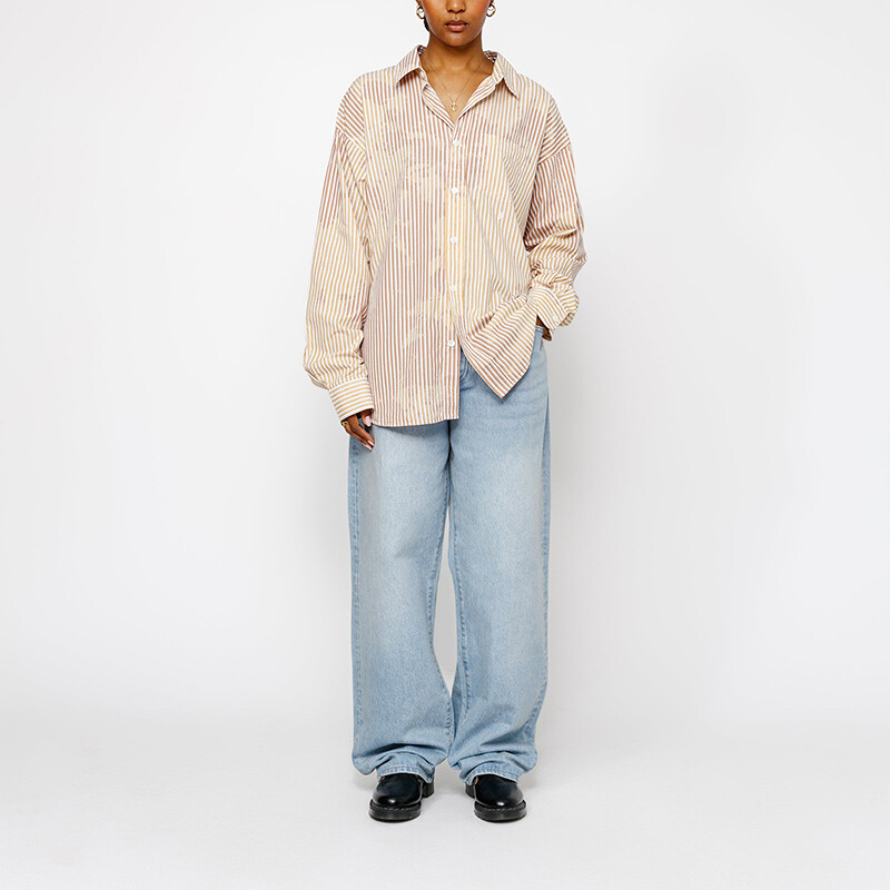 Классическая рубашка с длинным рукавом Рубашка из отбеленного поплина Stussy, синий — фото 4