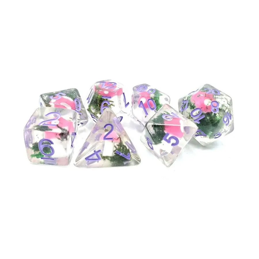 

Поликомплект розовых грибов с фиолетовым (7), Acrylic-Resin Dice - Infused