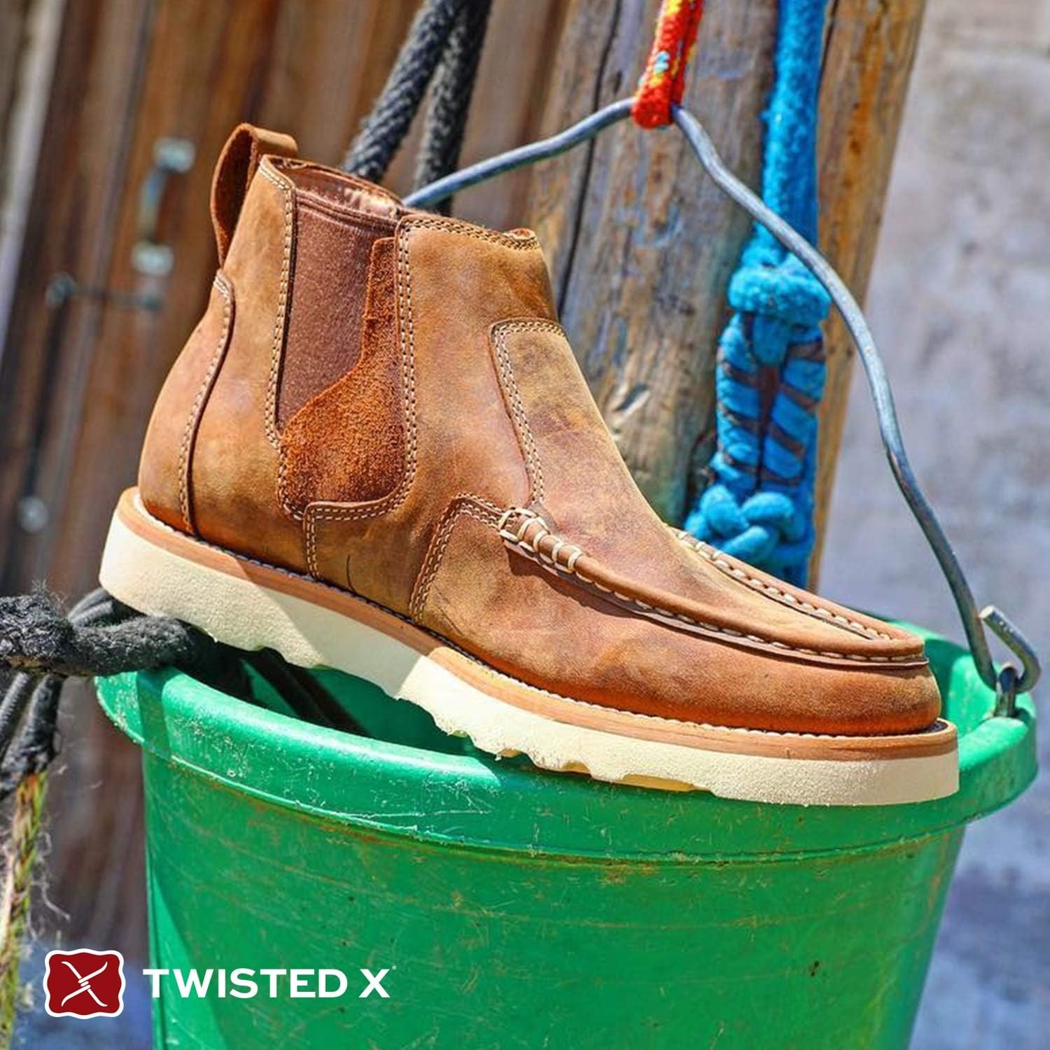 Мужские ботинки Chelsea Wedge 4" Twisted X, мок-носок, смазанное седло — фото 3