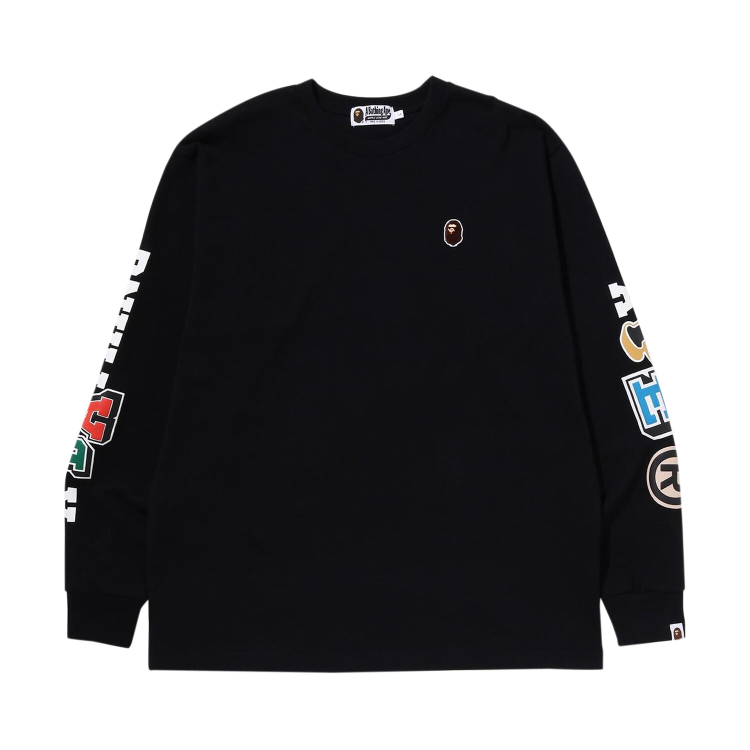 

Тяжелая футболка свободного покроя с длинными рукавами BAPE Multi Fonts, цвет черный