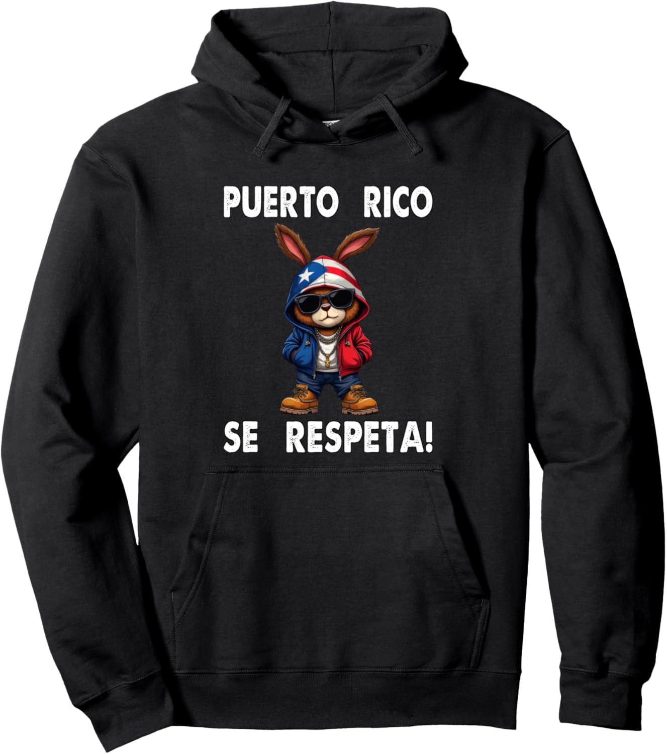

Пуэрто-Рико Se Respeta Boricua Bunny Rabbit PR Флаг Протест Толстовка Puerto Rico Se Respeta Collection, More Here, черный