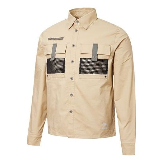 

Куртка lapel casual zipper woven jacket khaki Puma, хаки