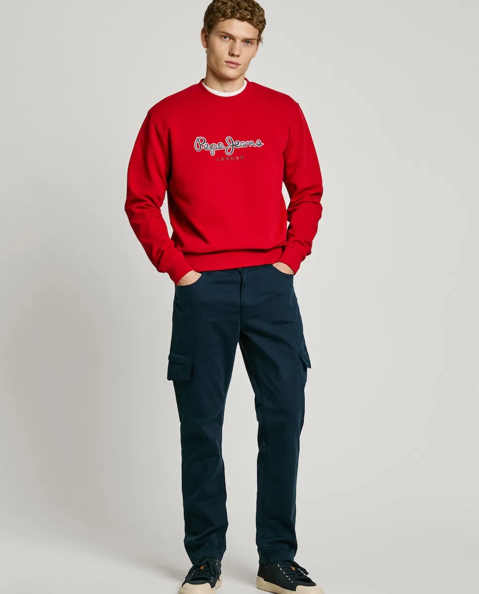 

Мужские карго брюки приталенного кроя из саржевой ткани Pepe Jeans, темно-синий