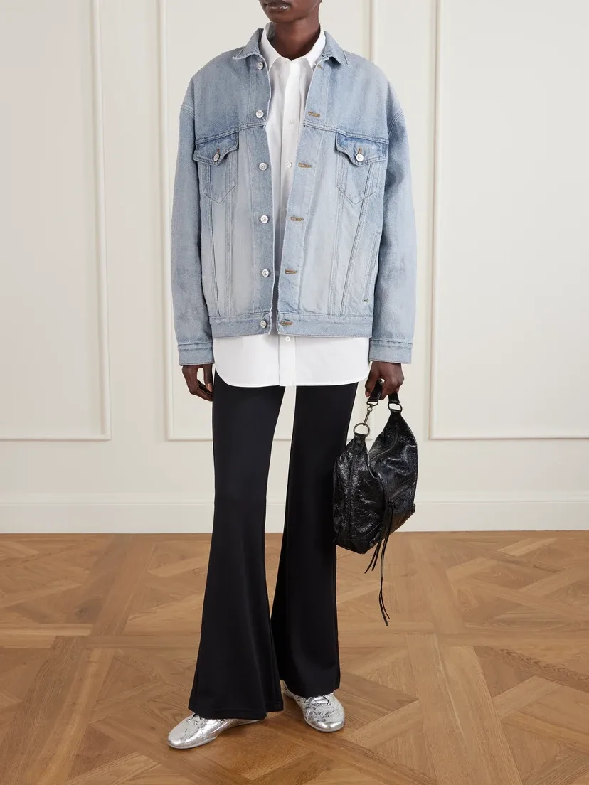 Джинсовая куртка оверсайз с принтом и эффектом потертости BALENCIAGA, синий — фото 2