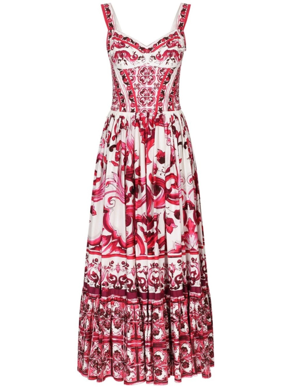 

Dolce & Gabbana платье-бюстье с принтом Majolica, красный
