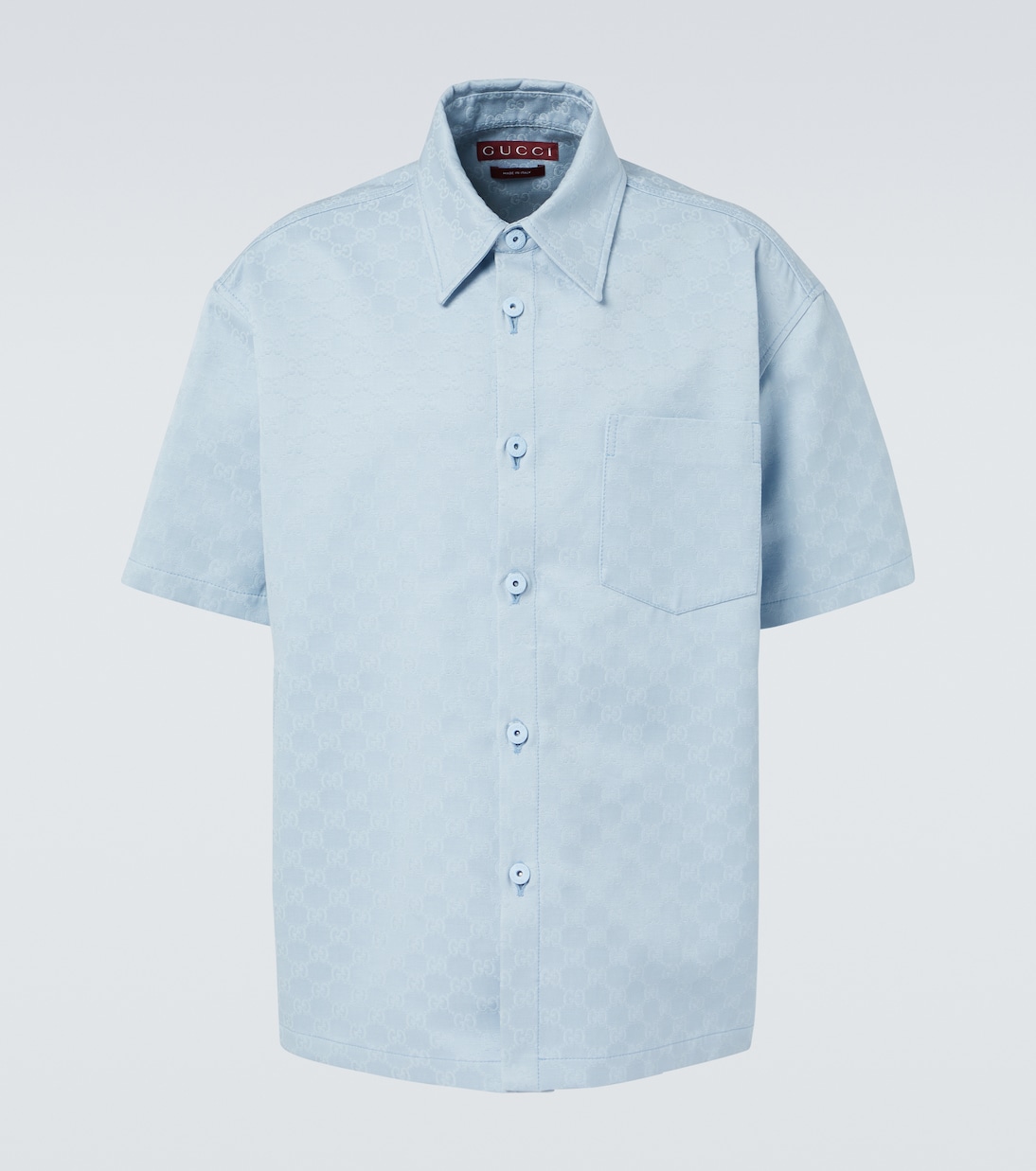 

GG хлопковая жаккардовая рубашка для боулинга Gucci, Baby Blue