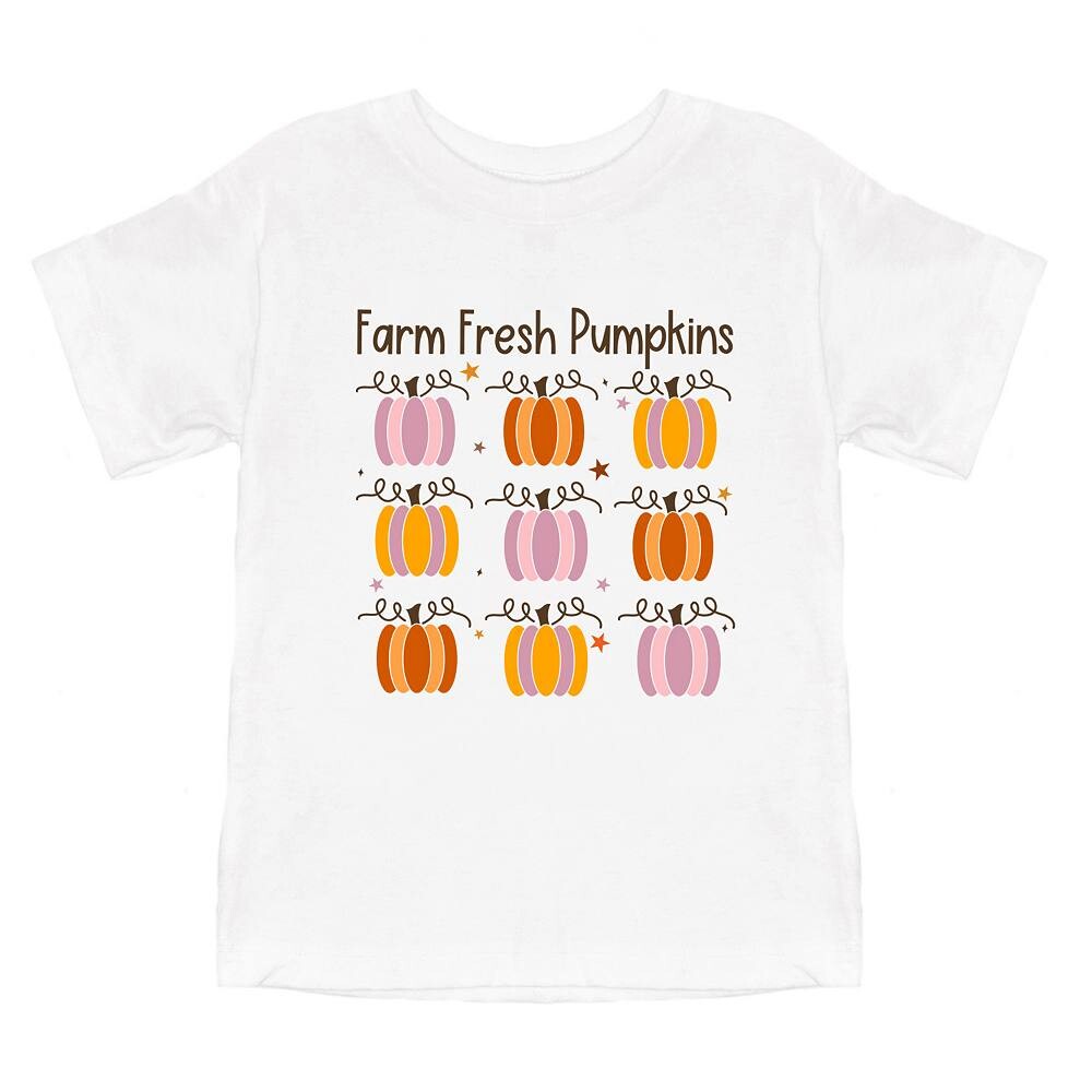 

Футболка с короткими рукавами и рисунком Farm Fresh Pumpkins Chart для малышей The Juniper Shop, белый