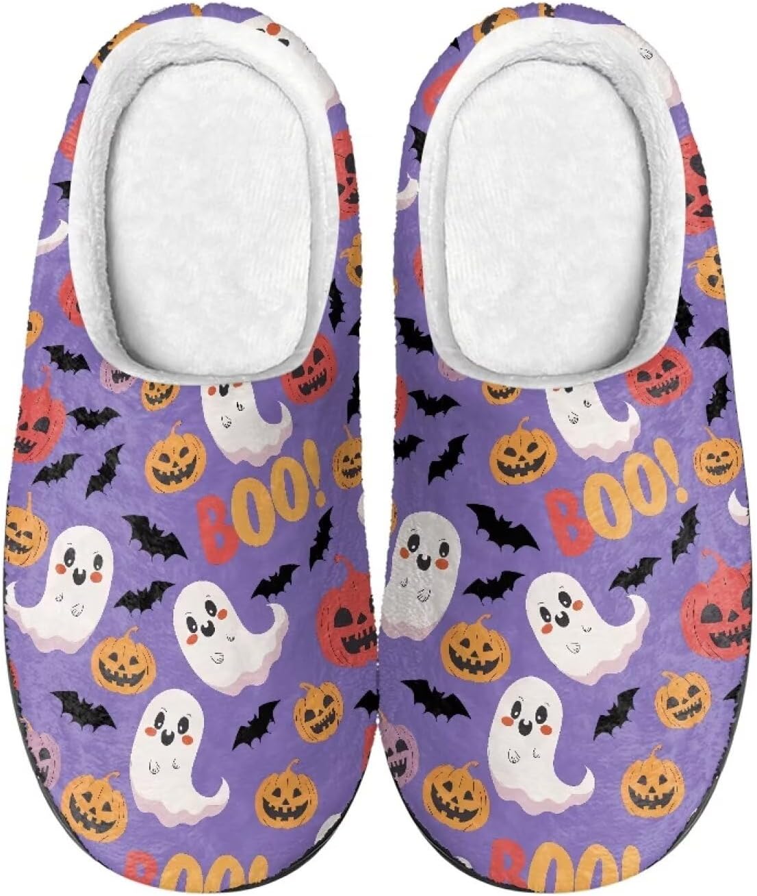 

Мягкие теплые тапочки с противоскользящей подошвой для дома и улицы, домашние тапочки с закрытым носком, пушистые тапочки для женщин и мужчин Creamic, Cute Ghost Halloween