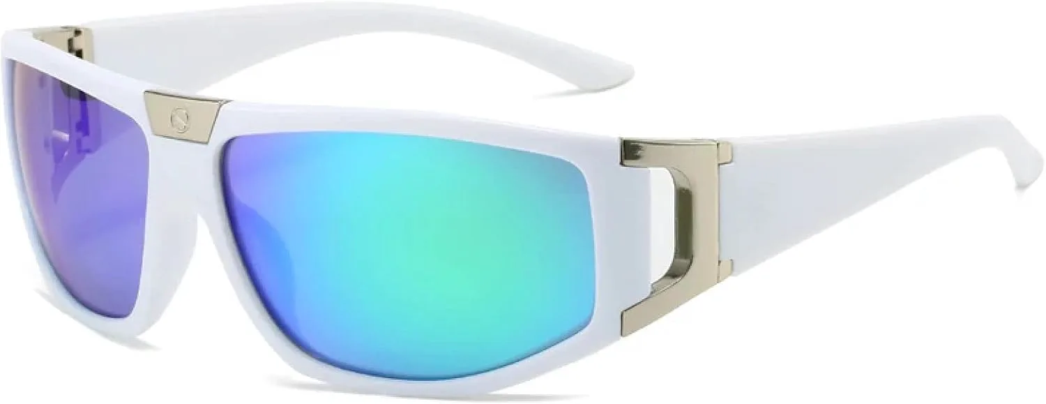 

Мужские прямоугольные солнцезащитные очки для активного отдыха, велоспорта, спорта, женские винтажные солнцезащитные очки, модные очки-маски TKKTLLT, White Green