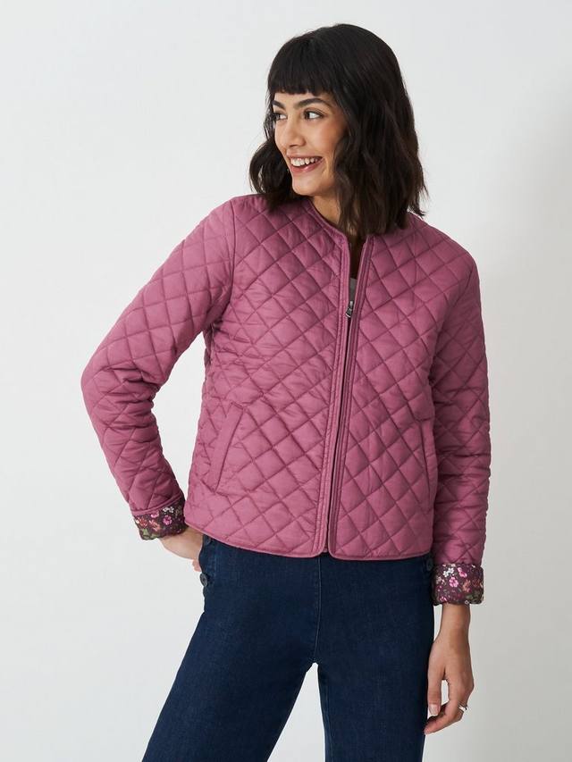 

Стеганая куртка без воротника Crew Clothing, розовый