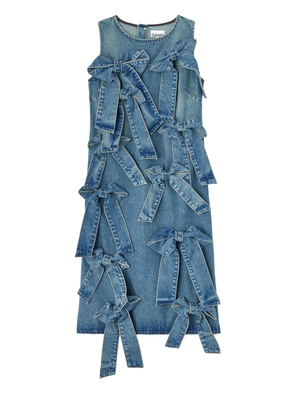 

Платье миди с круглым вырезом Ganni, синий