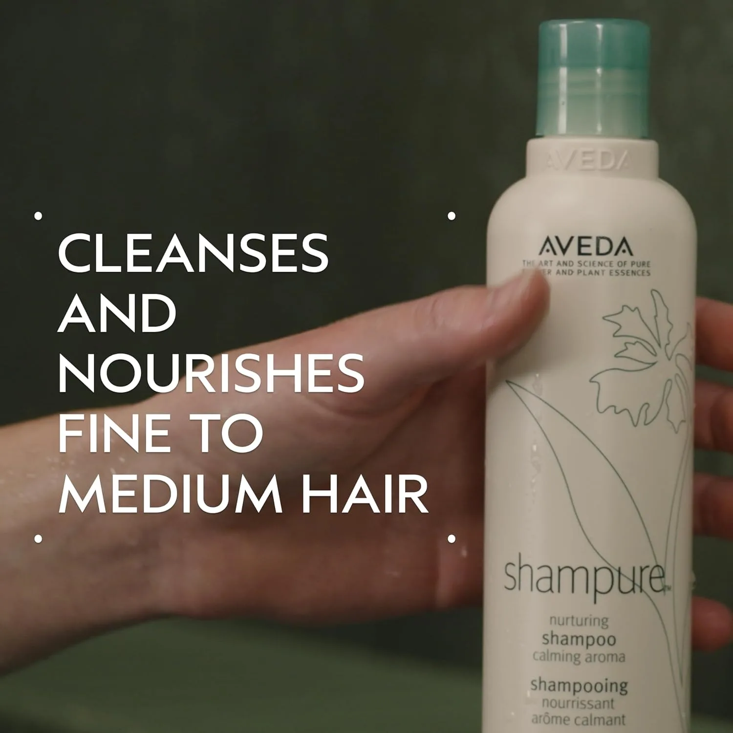 Шампунь Aveda Shampure Nurturing для тонких и средних волос | Мягко очищает и питает волосы | С маслом абиссинской травы | Успокаивающий аромат лаванды и иланг-иланга | 96% натуральных ингредиентов* — фото 2