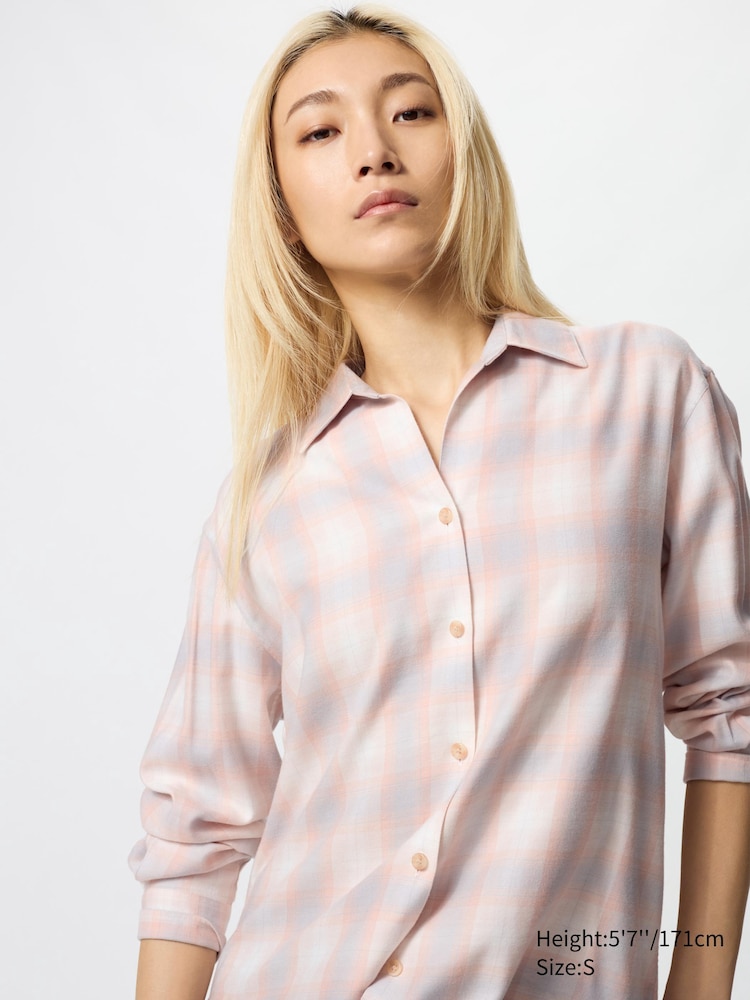 

Мягкая фланелевая рубашка в клетку Uniqlo, цвет 10 розовый