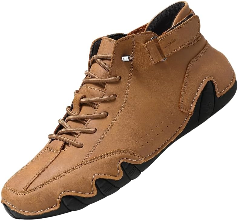 

Унисекс винтажные высокие кеды с мягкой подошвой для улицы, прошитым дизайном, удобные для ходьбы и походов, ботинки на шнуровке для женщин Hhhchpm, светло-коричневый