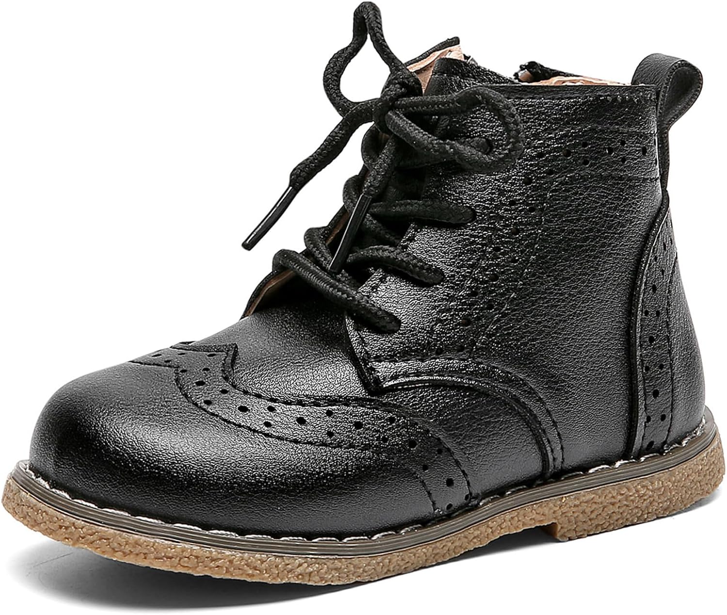 

DADAWEN Детские ботинки для малышей мальчиков и девочек, походные, водонепроницаемые, кожаные, с противоскользящей подошвой, шнуровкой, для улицы, на зиму и снег (для малышей/маленьких детей), Black Mg