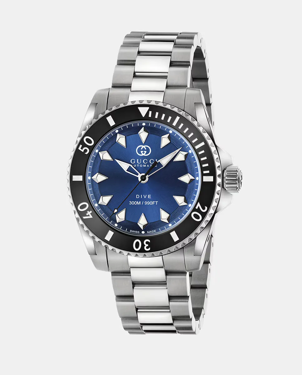 

Dive YA136362 автоматические мужские часы из стали Gucci, серебрянный