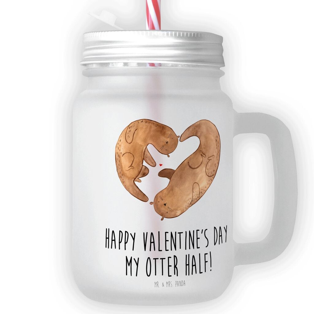 

Мистер и миссис Панда Стакан для питья Mason Jar Otter Valentine - прозрачный - подарок, стекло с завинчивающейся крышкой, предложение руки и сердца, парень, для мужчин, любовь, юбилей, для мужа Mr. & Mrs. Panda, белый