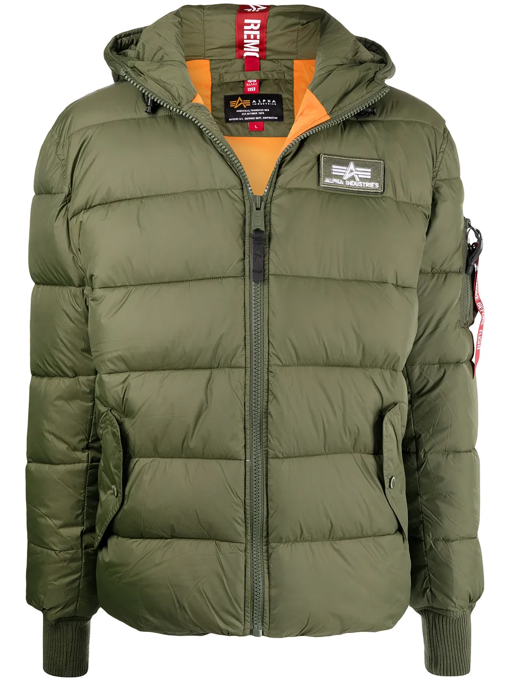 

Пуховик с логотипом Alpha Industries, зеленый