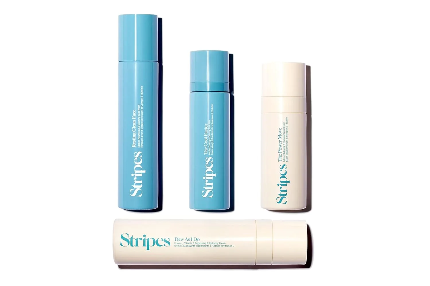 Stripes Beauty Naomi Watts Dew As I Do And Resting Clean Face Bundle: сияющий, ровный цвет лица, улучшение кожного барьера, безопасен для чувствительной кожи, поддержка при менопаузе.