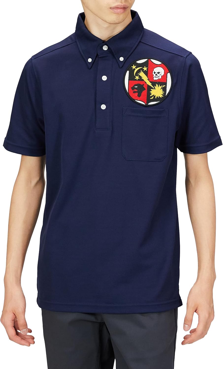

Поло F-Style F-SD021123, эмблема армии США, влагоотводящая, быстросохнущая, с карманами, на пуговицах, с коротким рукавом, темно-синяя