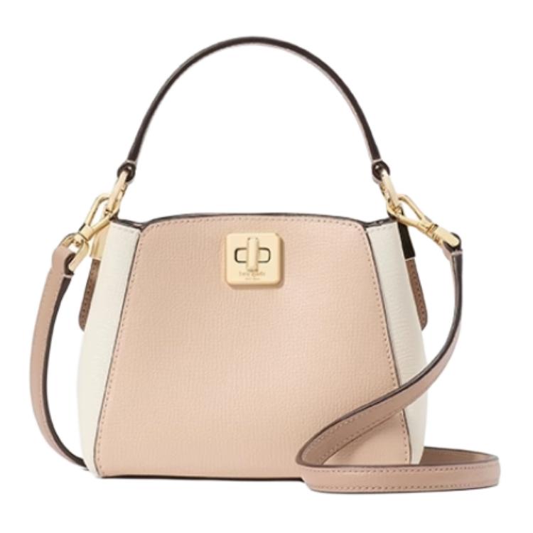 

Kate Spade Филигранная кожаная женская сумка через плечо среднего размера лесно-орехового и белого оттенков