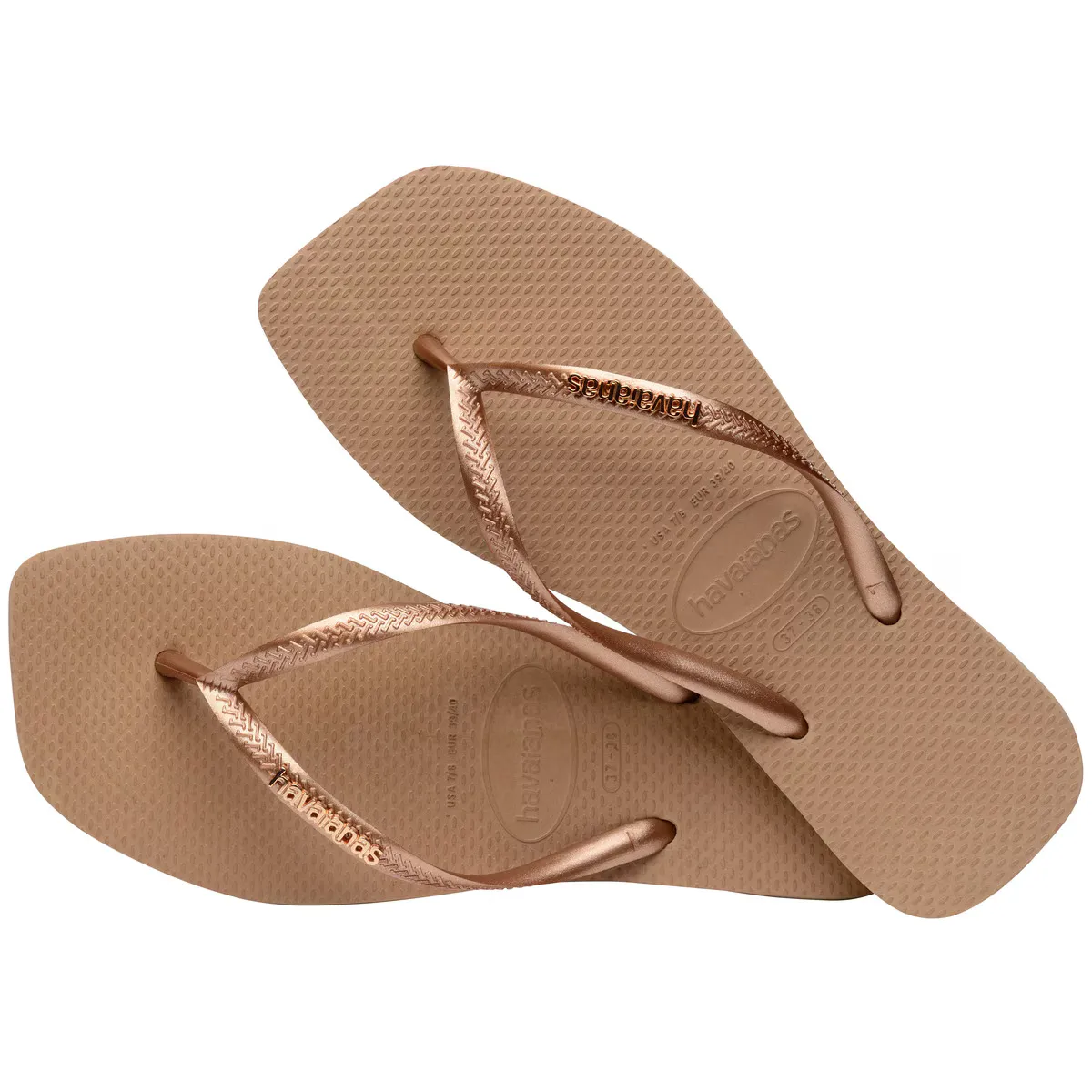 Квадратный логотип металлик Havaianas унисекс купальные шлепанцы, цвет Rosa claro — фото 4