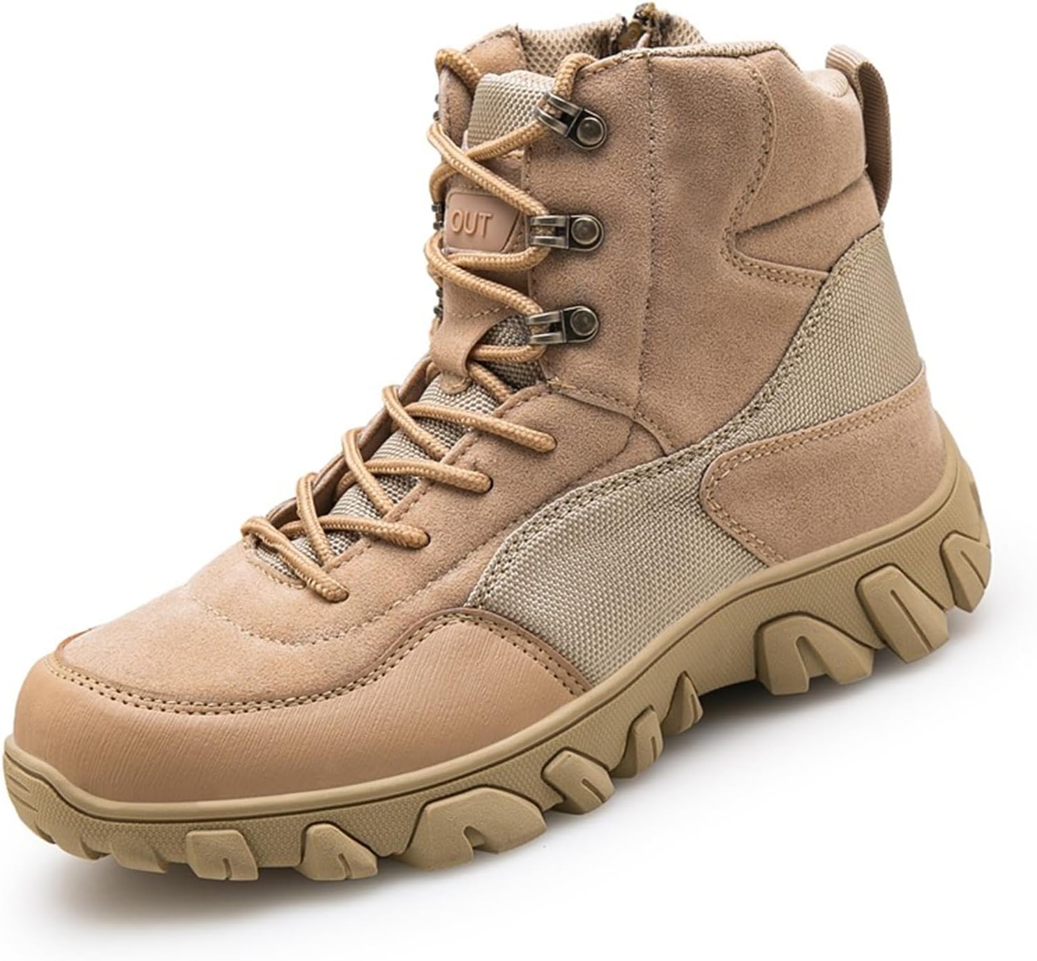 

Тактические военные ботинки TengfeiFly 15 см среднего верха, дышащая сетка, шнуровка, усиленная поддержка пятки, противоскользящая подошва, легкие походные ботинки для пеших походов, кемпинга и треккинга, коричневый