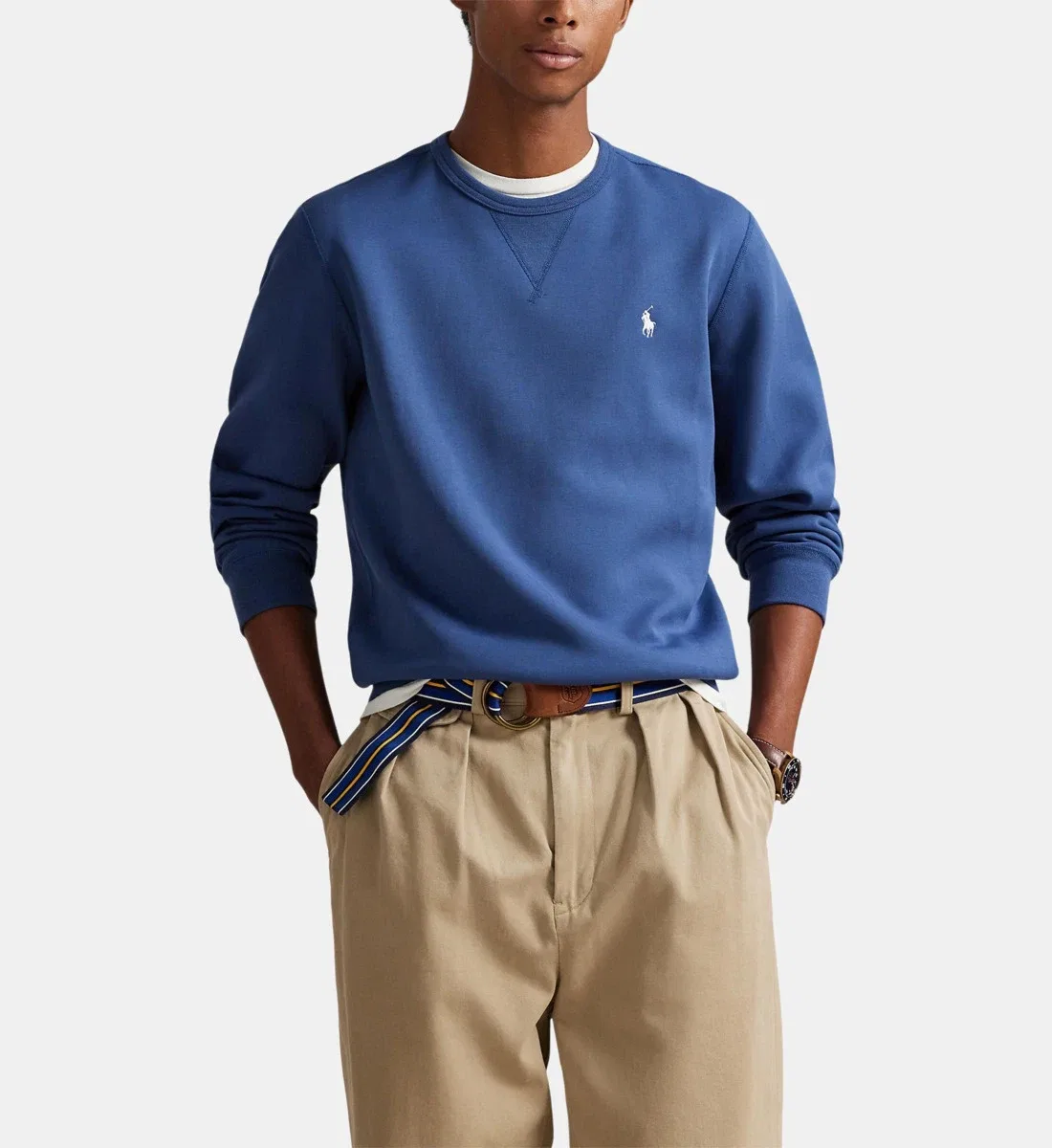 Прямой свитшот из смешанного хлопка с фирменным логотипом POLO RALPH LAUREN, голубой
