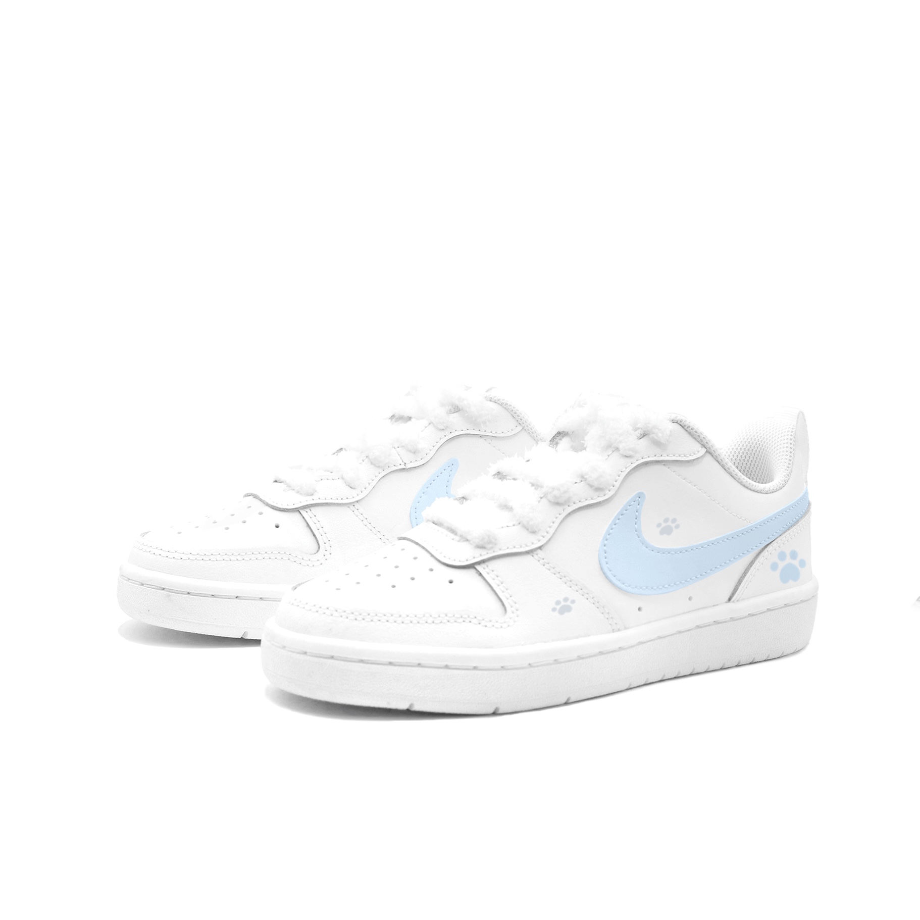 Nike Court Borough Low 2 нескользящие износостойкие низкие детские скейтбординг кроссовки white blue для подростков — фото 4