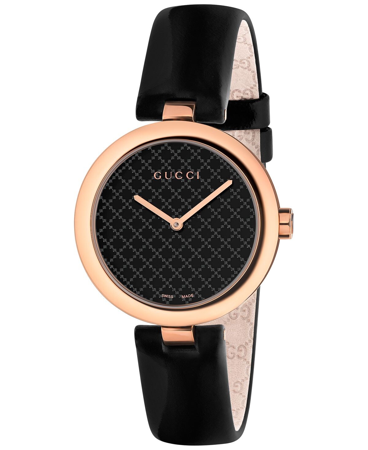 

Женские швейцарские часы Diamantissima с черным кожаным ремешком, 32 мм YA141401 Gucci, черный