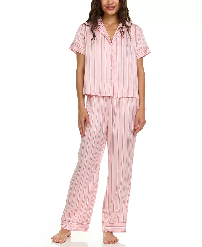 

Женский пижамный комплект Nicola Stripe Charm Notch Flora by Flora Nikrooz, розовый