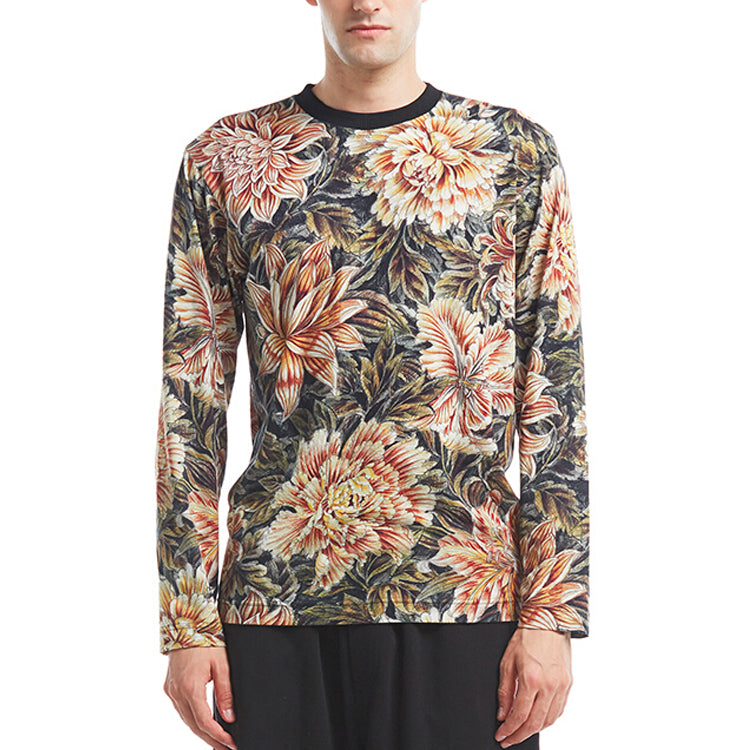 Футболка Y-3 Flowers Printing Long Sleeves Unisex, желто-коричневый — фото 2