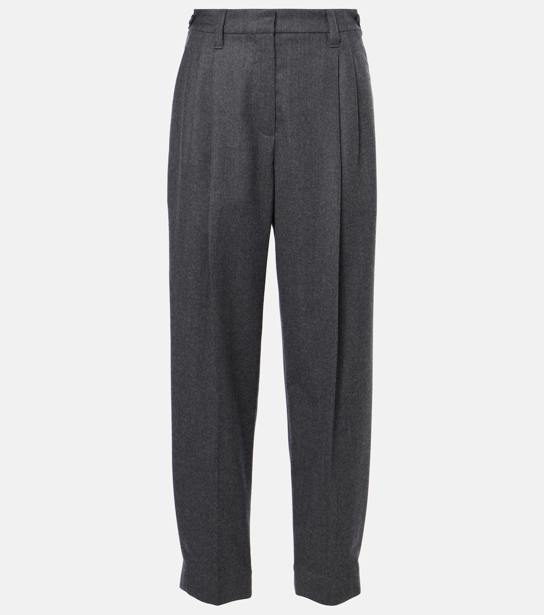 

Прямые шерстяные брюки Baggy Sartorial с высокой талией Brunello Cucinelli, Dark Grey