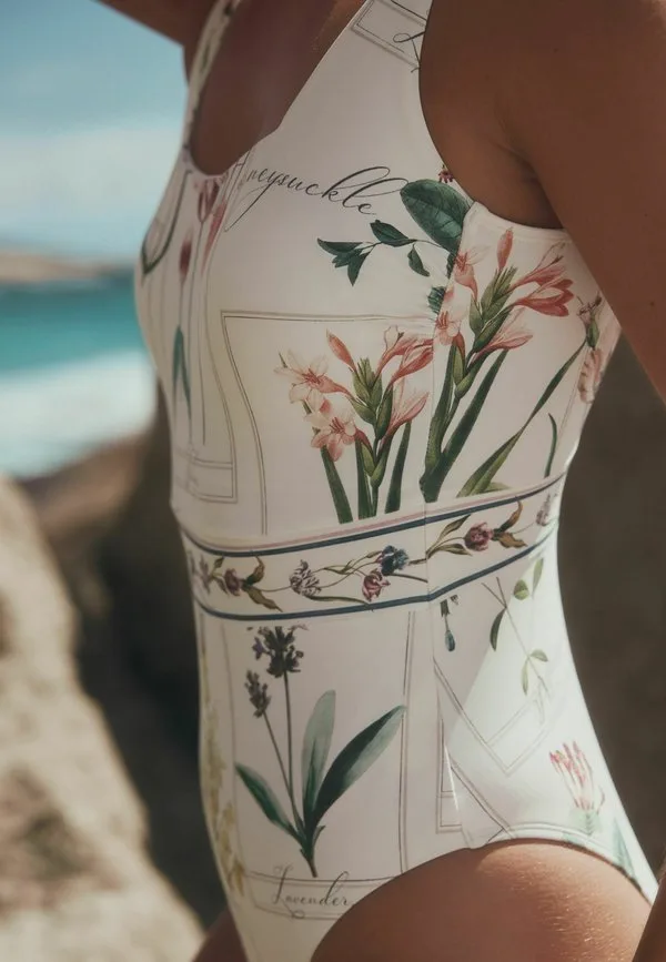 Купальник стандартного кроя с квадратным вырезом-лодочкой Next, White Floral — фото 4
