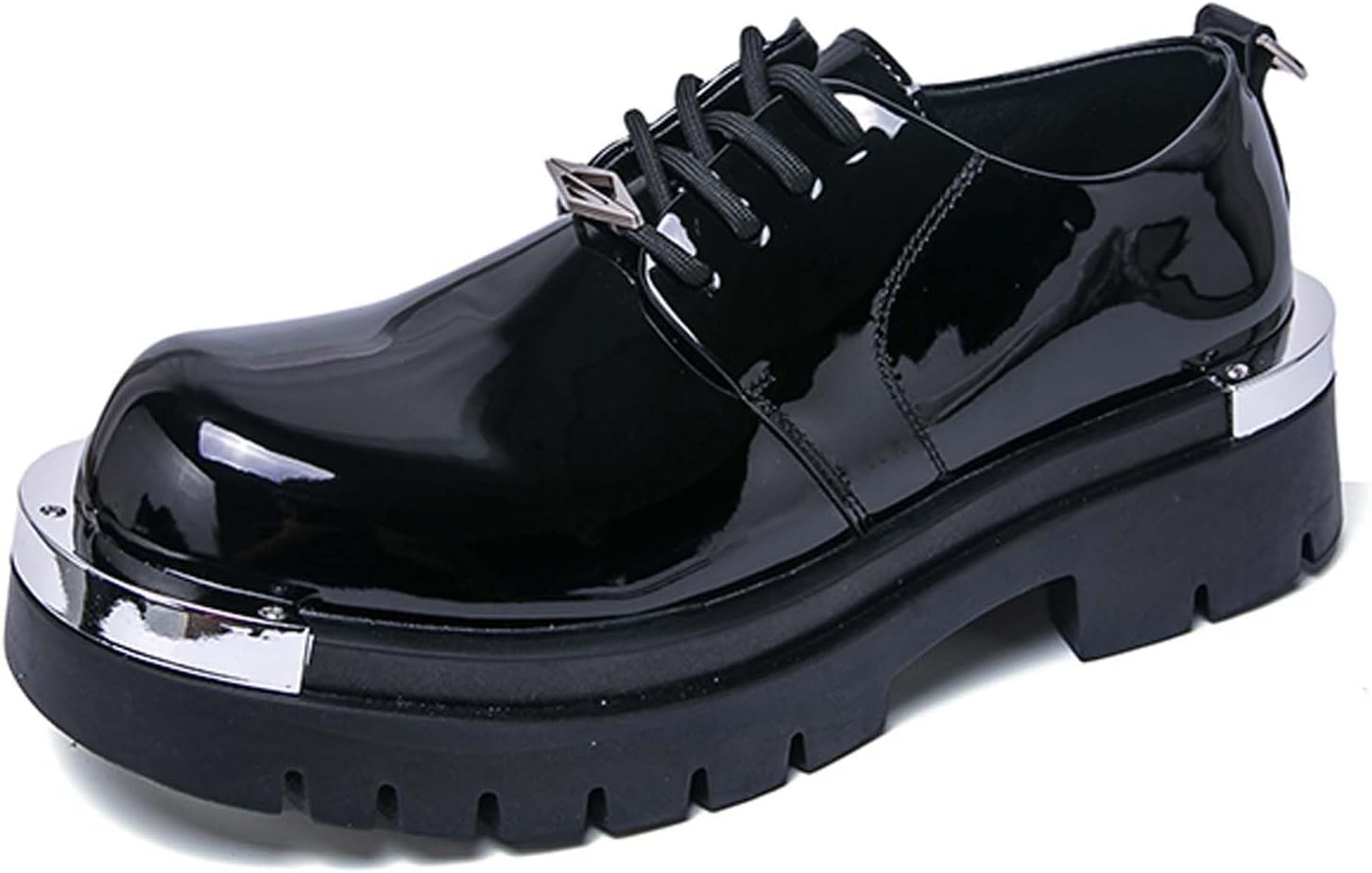 

Мужские оксфорды на платформе, модные туфли из лакированной кожи с высокой подошвой, для бизнеса и официальных мероприятий, противоскользящие, для свадьбы, вечеринки, униформы, массивные кроссовки Generic, черный