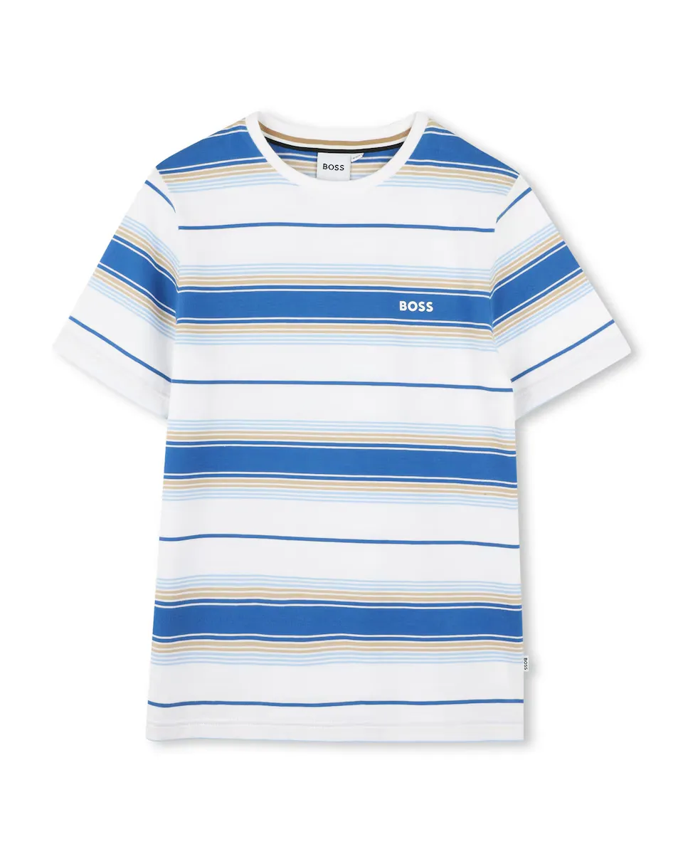 

Футболка для мальчика из синего хлопка BOSS Kidswear, голубой