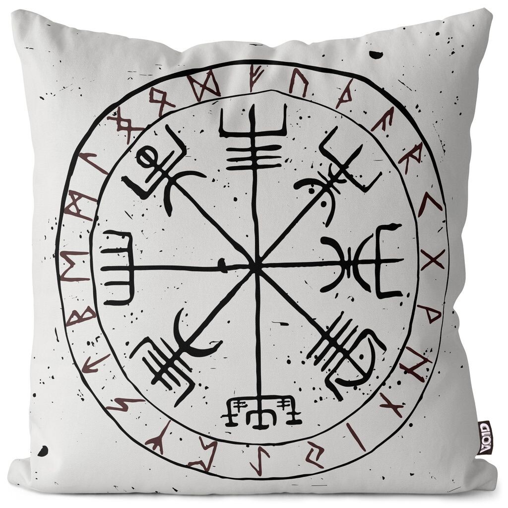 

VOID Runes Символ викинга Чехол на подушку Полиэстер Водонепроницаемая подушка для улицы и дома Размер: 80 x 80 см